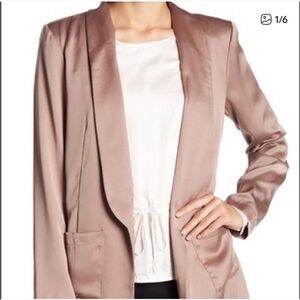 ASTR the Label Open Front Satin Boyfriend Blazer Mushroom/ Taupe size medium